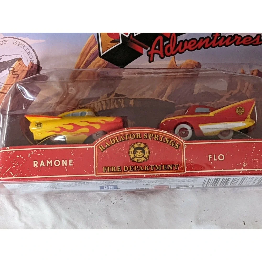 Disney Cars Mini Adventures Red Ramone Flo Fire Department Toy Car Set NEW